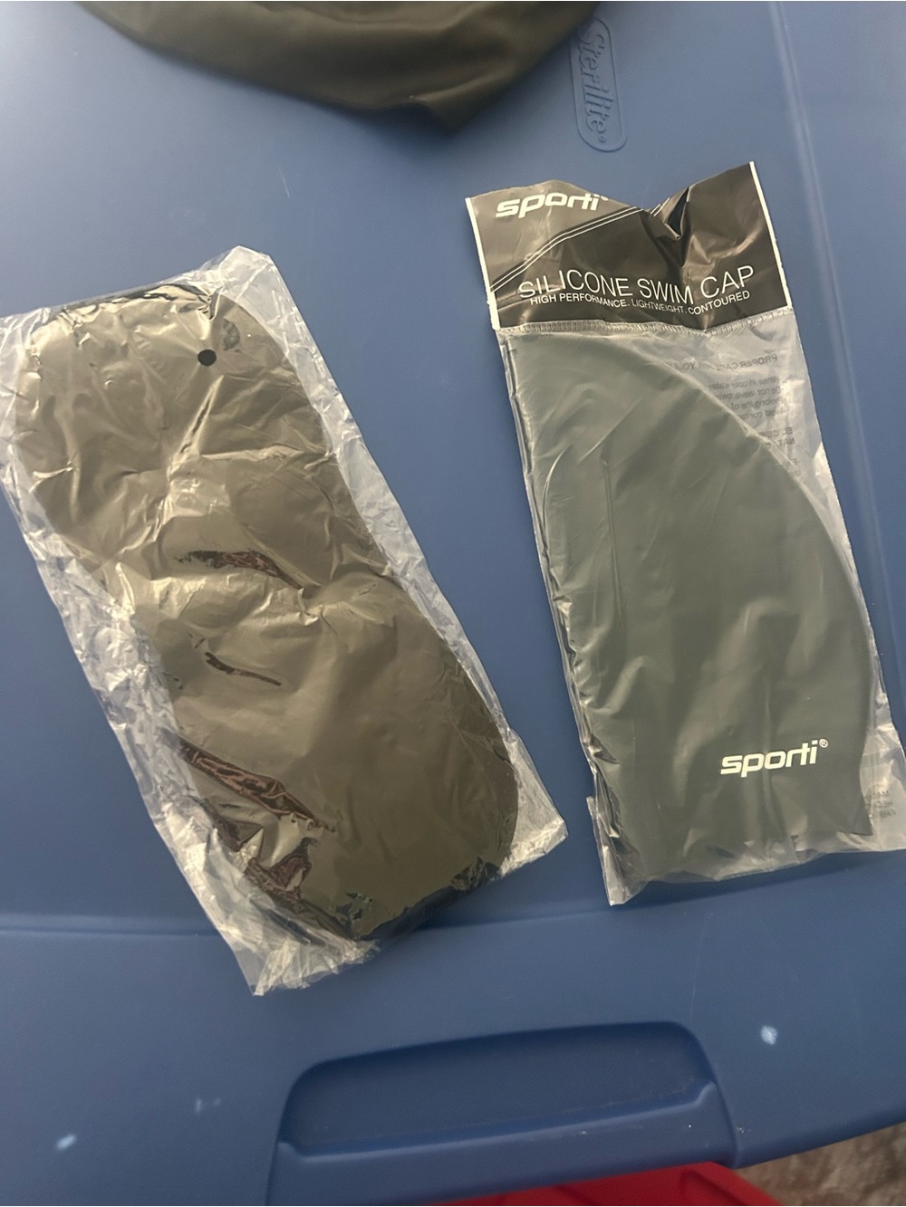 Sporti Black Silicone Swim Cap - 2 Pack